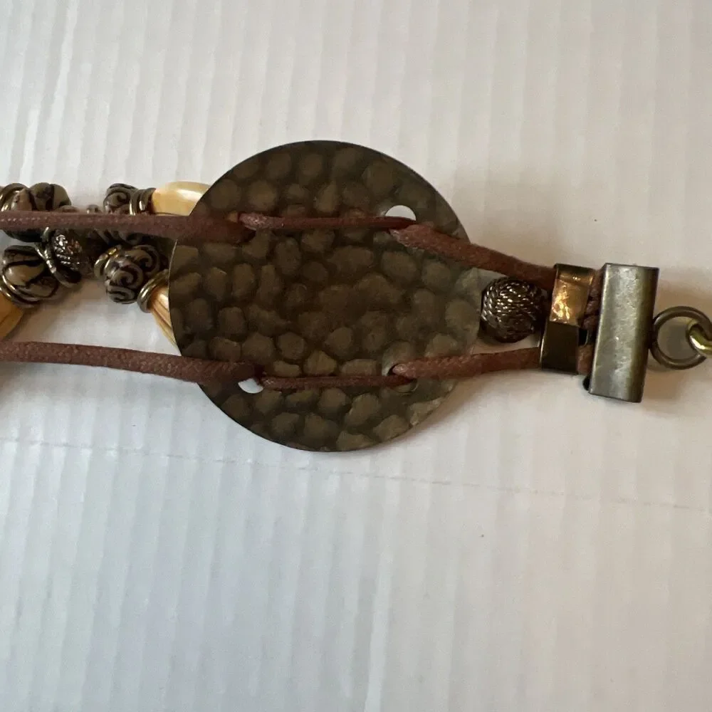 Chain Belt Size S-M Hammered Brass Conchos Beads